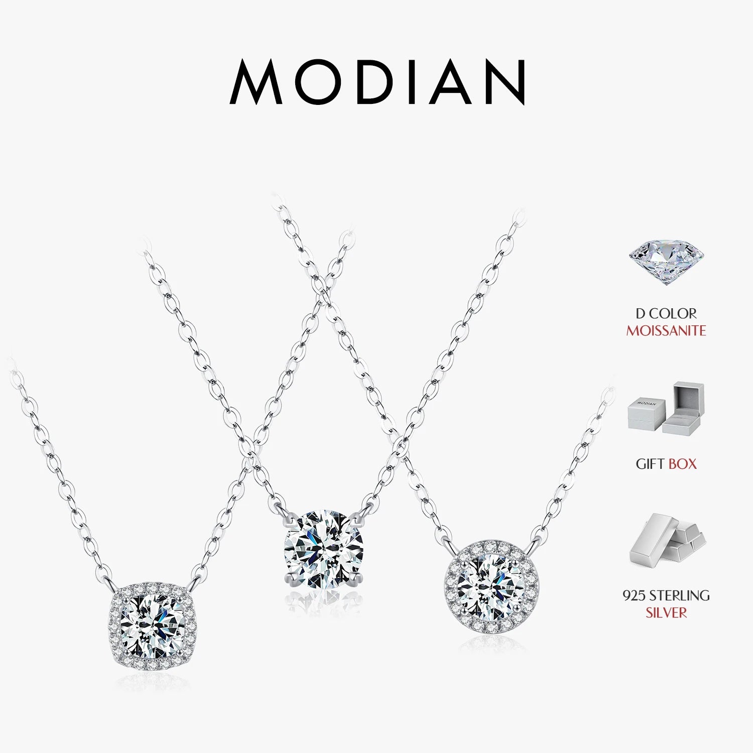 Vixonna Women's Moissanite Halo Pendant Necklace 925 Silver D Color VVS1