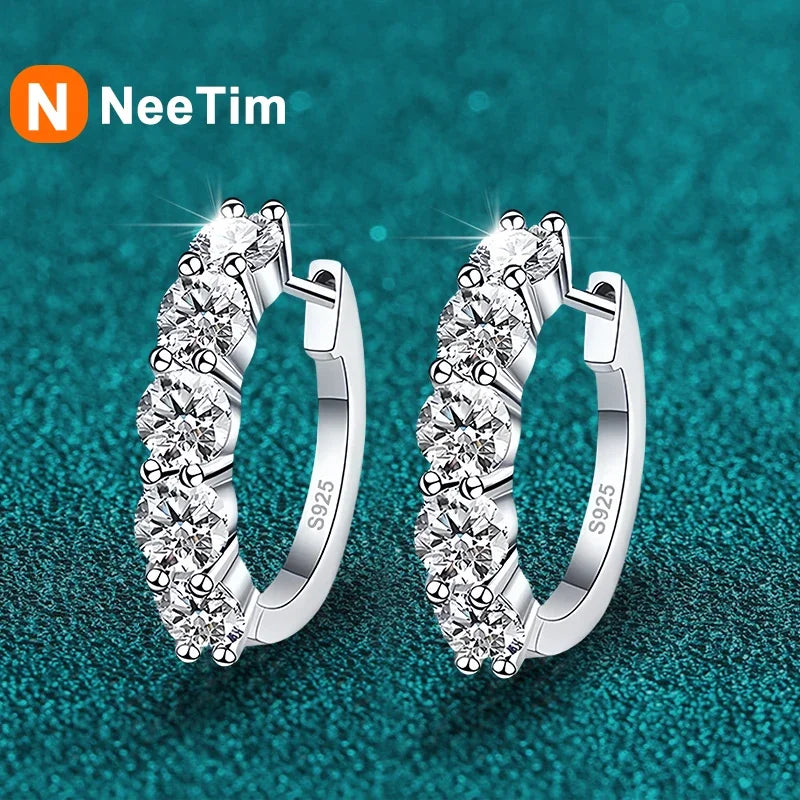 Vixonna Women's Moissanite Hoop Earrings 925 Silver D Color VVS1 0.12 in