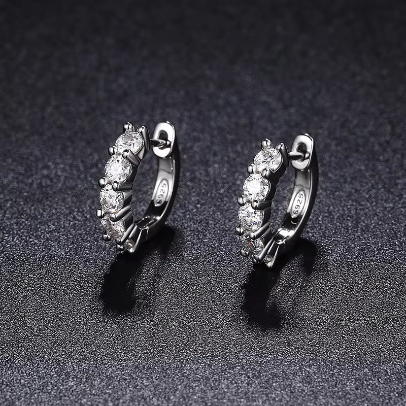 Vixonna Women's Moissanite Hoop Earrings 925 Silver D Color VVS1 0.12 in