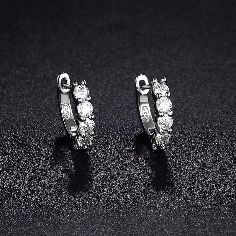 Vixonna Women's Moissanite Hoop Earrings 925 Silver D Color VVS1 0.12 in