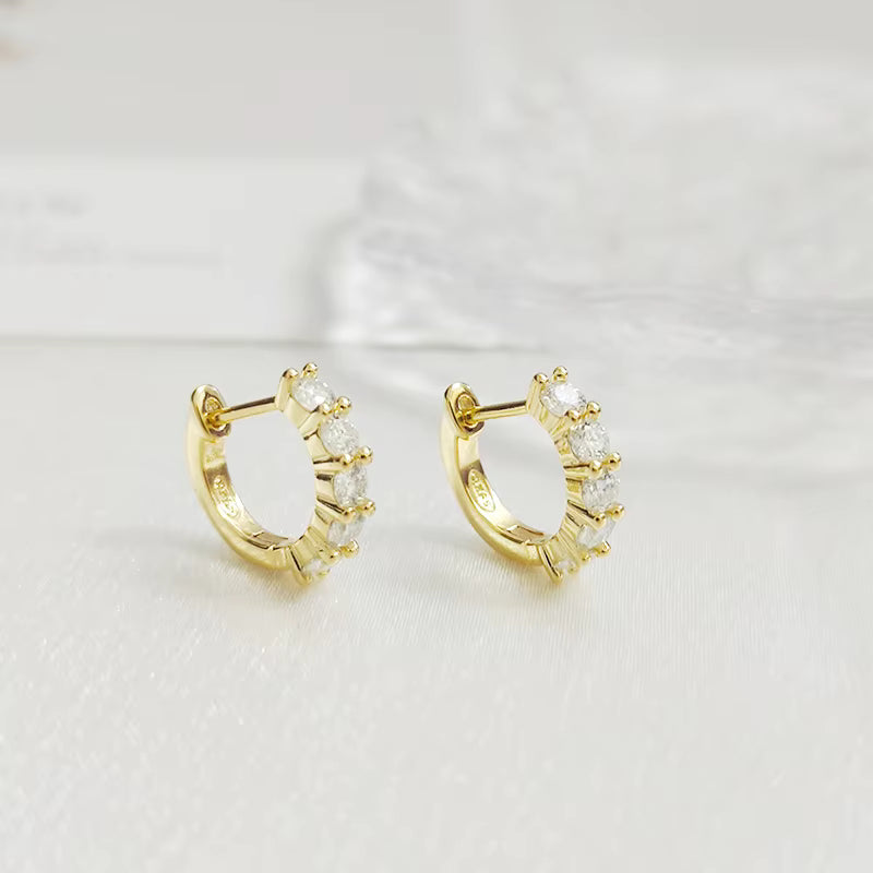 Vixonna Women's Moissanite Hoop Earrings 925 Silver D Color VVS1 0.12 in
