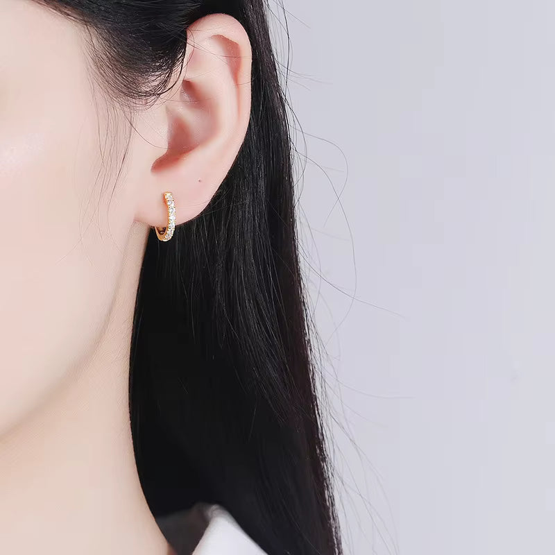 Vixonna Women's Moissanite Hoop Earrings 925 Silver D Color VVS1 0.12 in