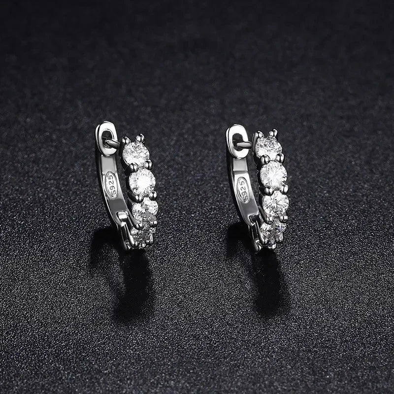 Vixonna Women's Moissanite Hoop Earrings 925 Silver D Color VVS1 0.12 in