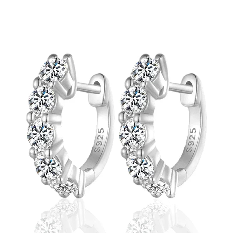 Vixonna Women's Moissanite Hoop Earrings 925 Silver D Color VVS1 0.12 in