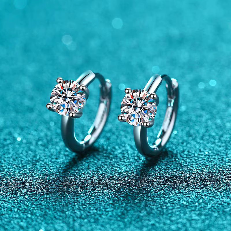 Vixonna Women's Moissanite Hoop Earrings 925 Silver D Color VVS1
