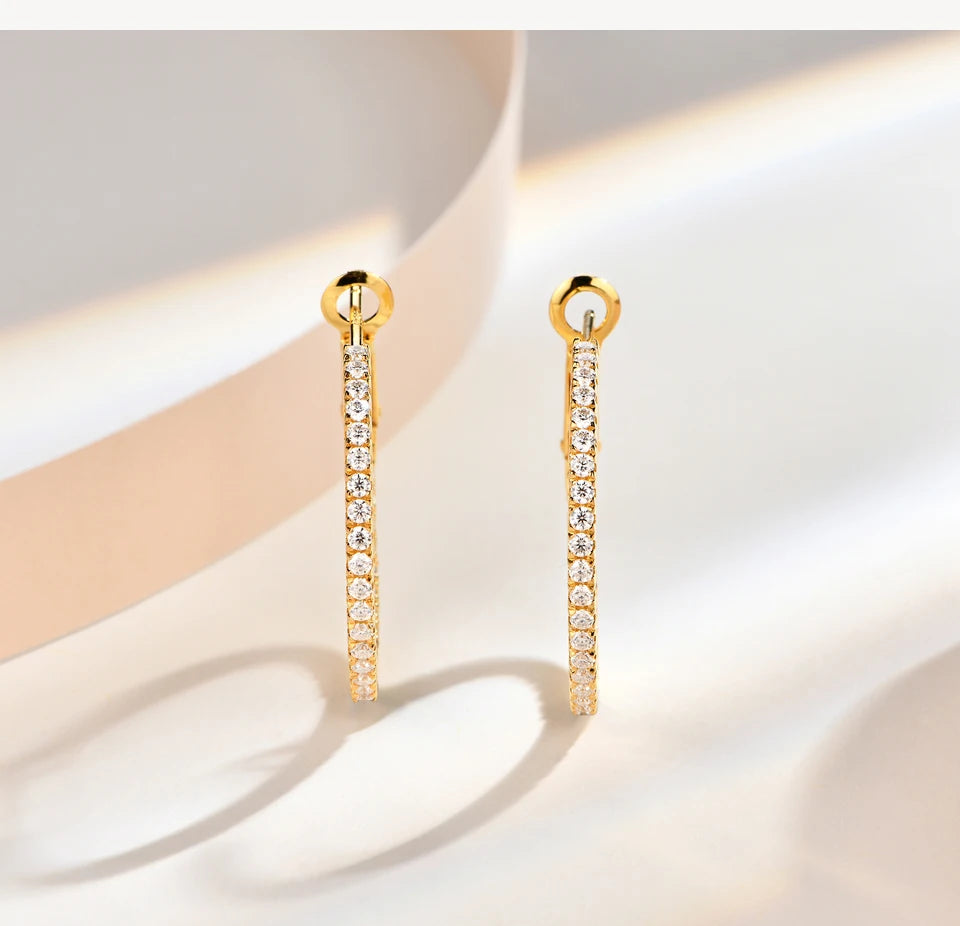Vixonna Women's Moissanite Hoop Earrings 925 Silver D Color VVS1
