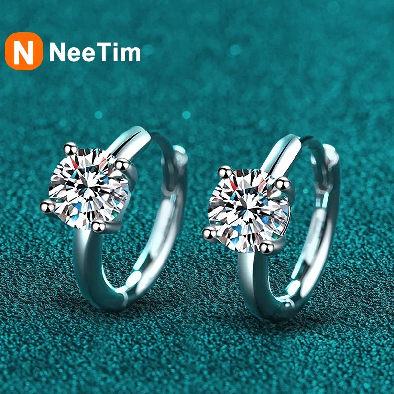 Vixonna Women's Moissanite Hoop Earrings 925 Silver D Color VVS1