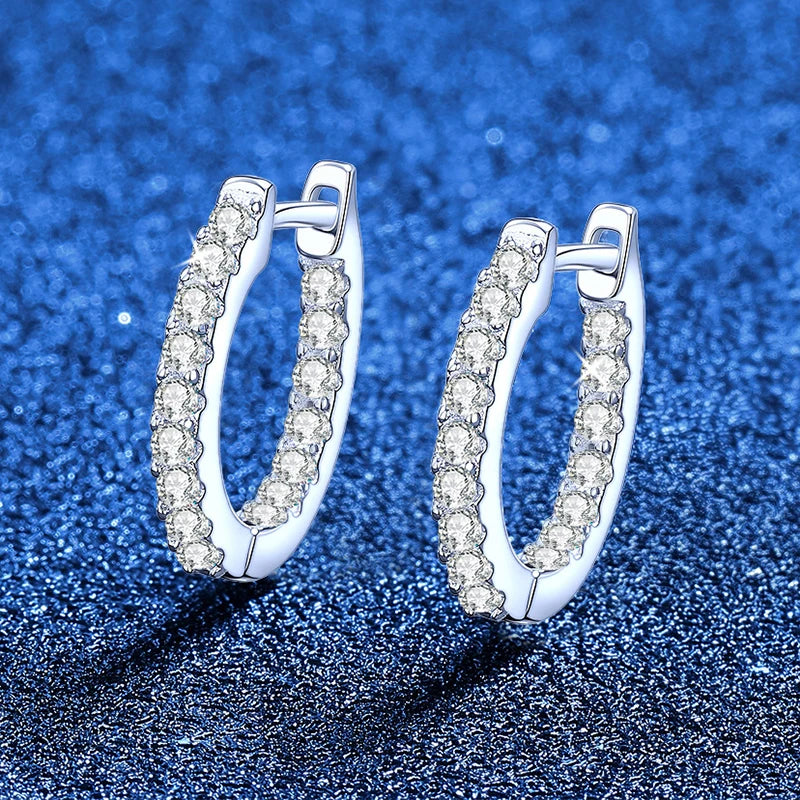 Vixonna Women's Moissanite Hoop Earrings 925 Silver D Color VVS1