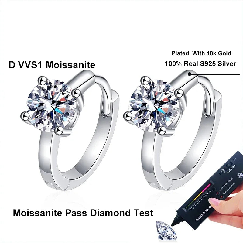 Vixonna Women's Moissanite Hoop Earrings 925 Silver D Color VVS1