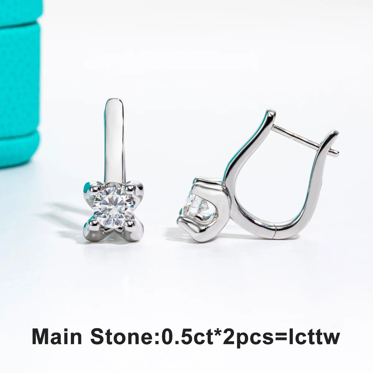 Vixonna Women's Moissanite Huggie Hoop Earrings 925 Silver D Color 1cttw