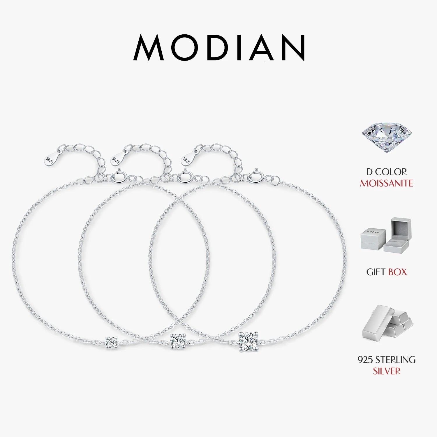 Vixonna Women's Moissanite Link Chain Bracelet 925 Silver D Color VVS1