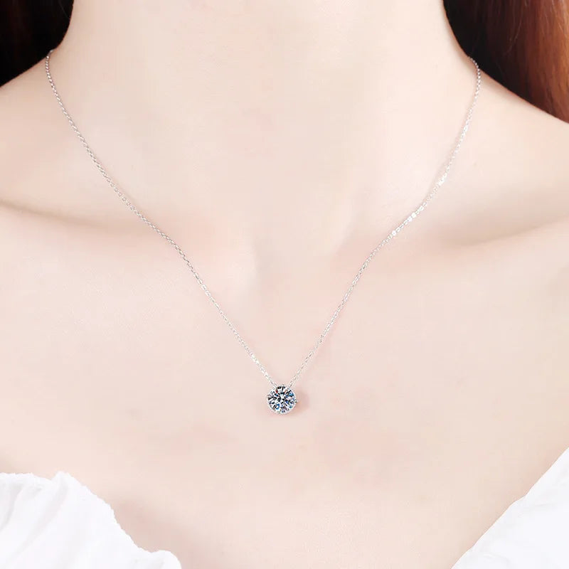 Vixonna Women's Moissanite Pendant Necklace 1ct Art Deco