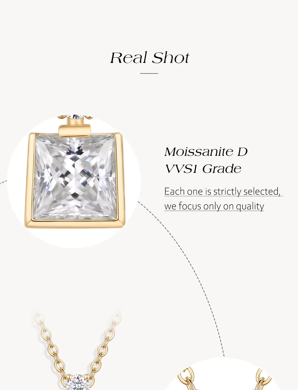 Vixonna Women's Moissanite Pendant Necklace 3ct D Color VVS1 Princess Cut