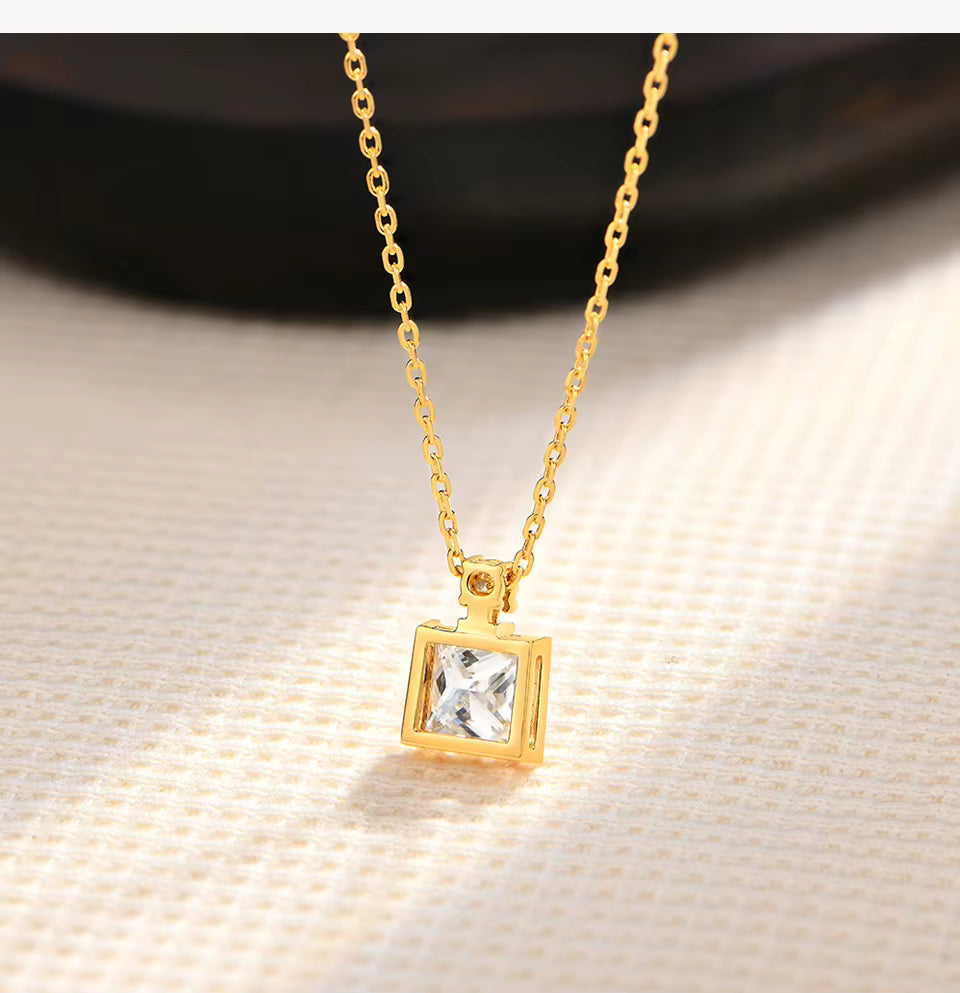 Vixonna Women's Moissanite Pendant Necklace 3ct D Color VVS1 Princess Cut