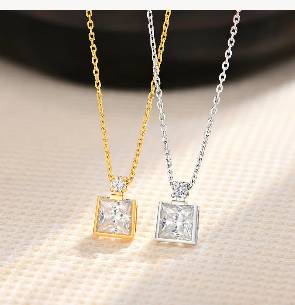 Vixonna Women's Moissanite Pendant Necklace 3ct D Color VVS1 Princess Cut