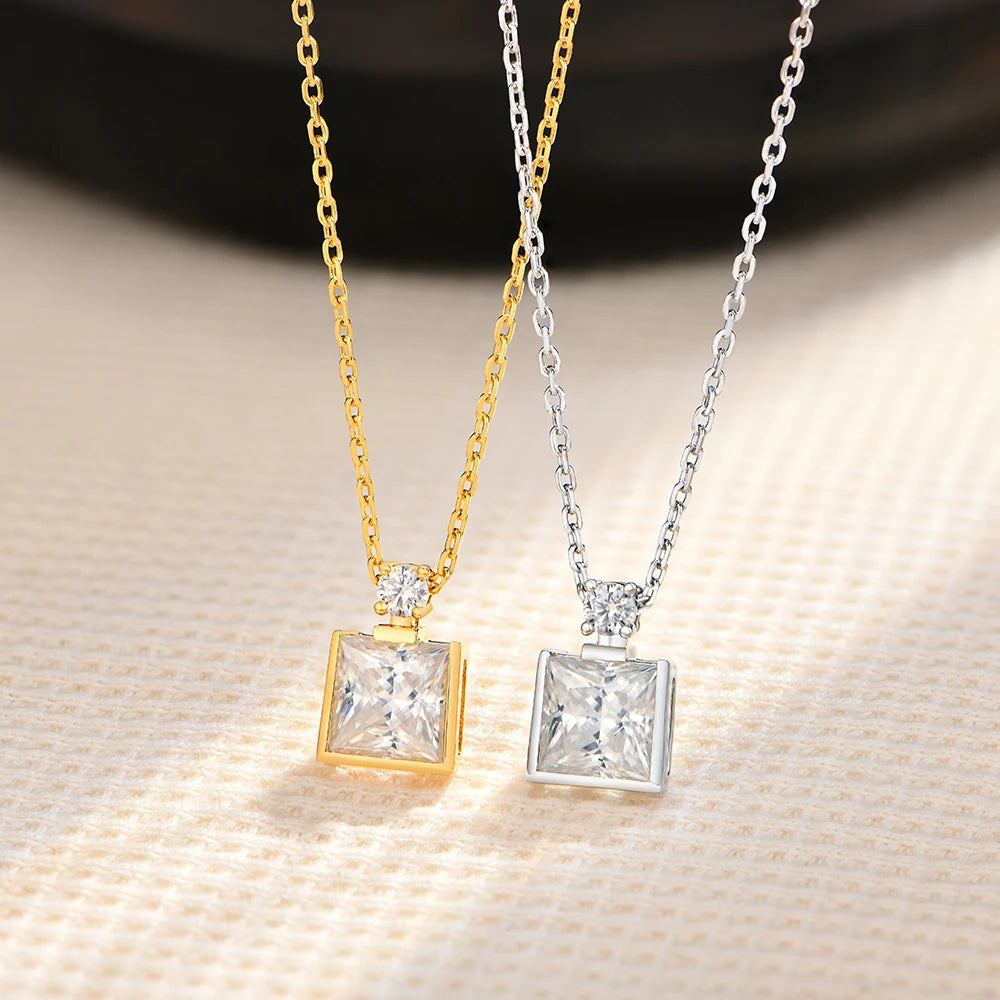 Vixonna Women's Moissanite Pendant Necklace 3ct D Color VVS1 Princess Cut