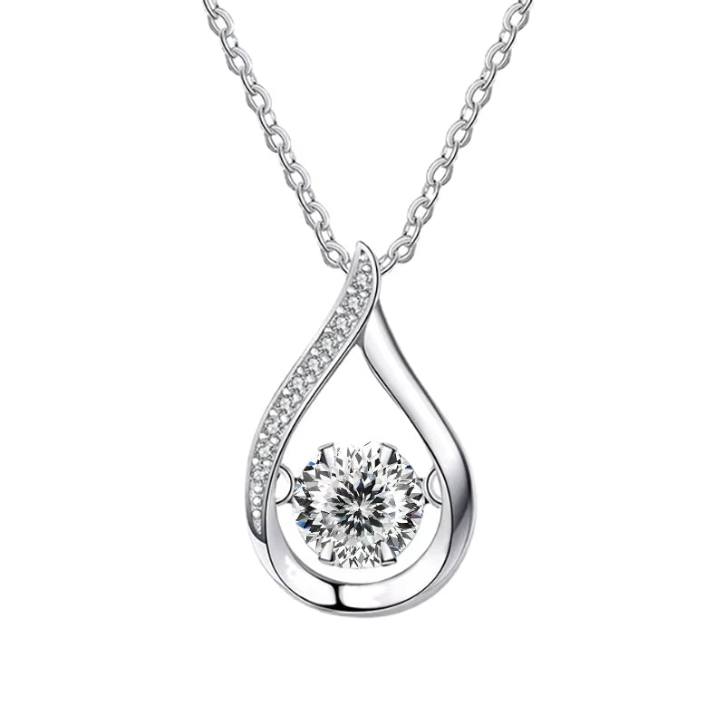 Vixonna Women's Moissanite Pendant Necklace 925 Silver 18k White Gold Plated