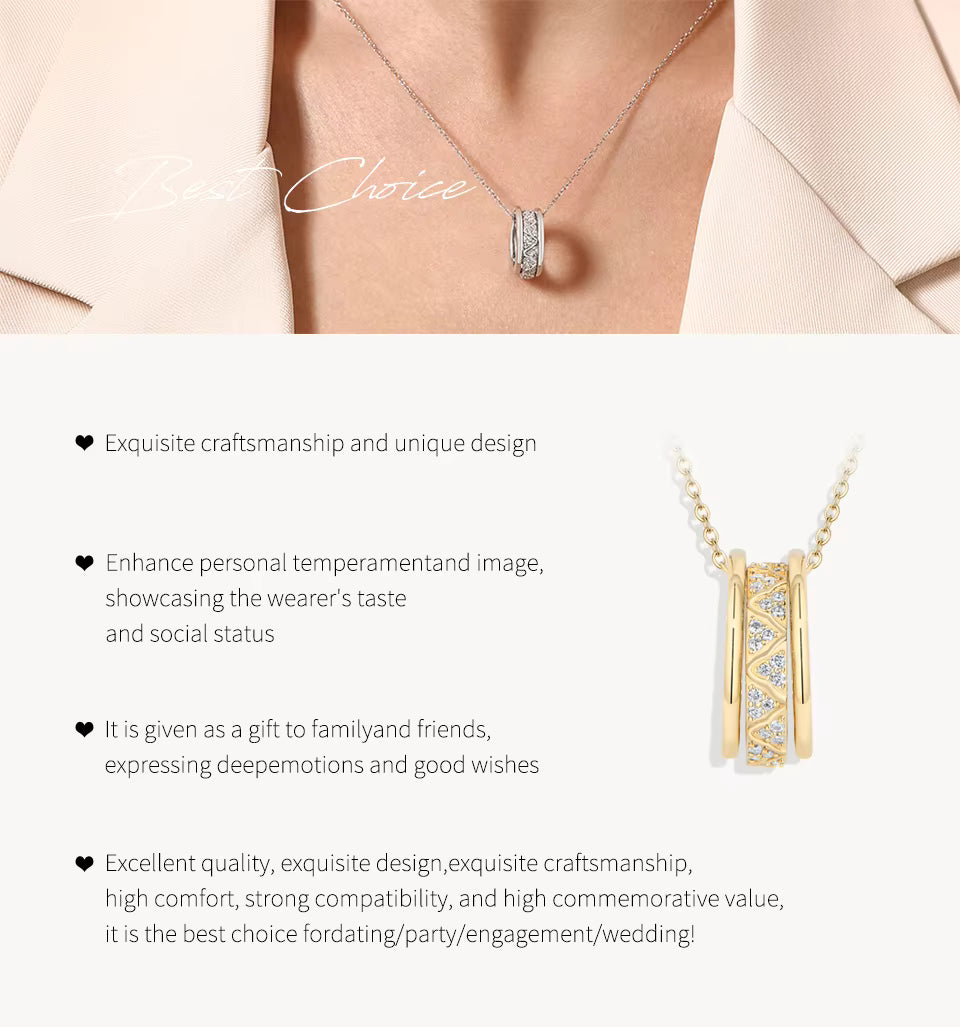 Vixonna Women's Moissanite Pendant Necklace 925 Silver D Color VVS1