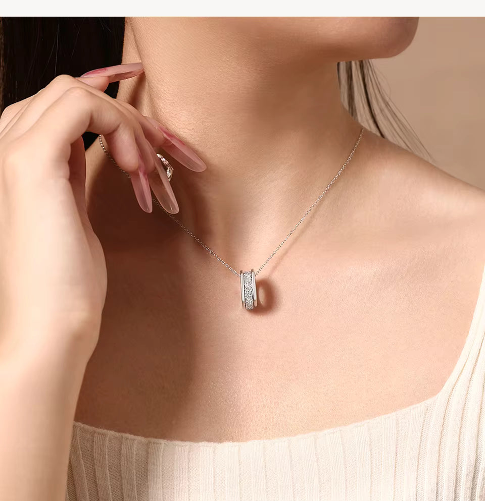 Vixonna Women's Moissanite Pendant Necklace 925 Silver D Color VVS1