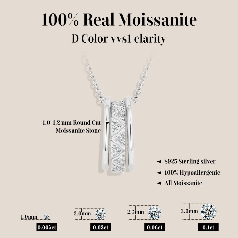 Vixonna Women's Moissanite Pendant Necklace 925 Silver D Color VVS1