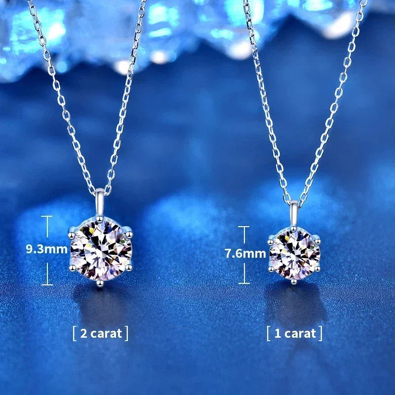 Vixonna Women's Moissanite Pendant Necklace 925 Silver D Color VVS1