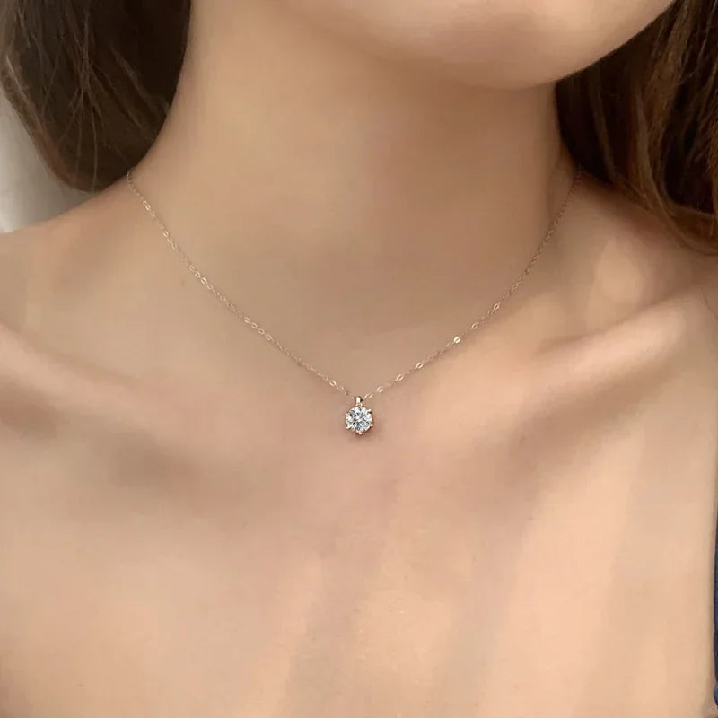 Vixonna Women's Moissanite Pendant Necklace 925 Silver D Color VVS1