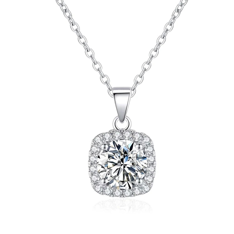 Vixonna Women's Moissanite Pendant Necklace 925 Silver D Color VVS1