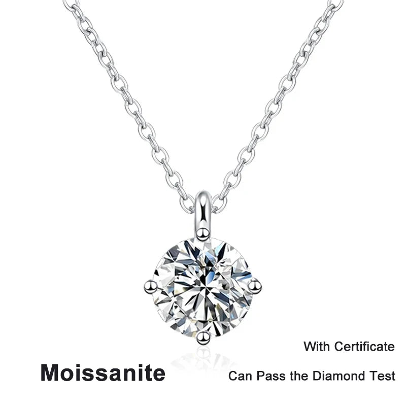Vixonna Women's Moissanite Pendant Necklace 925 Silver D Color VVS1