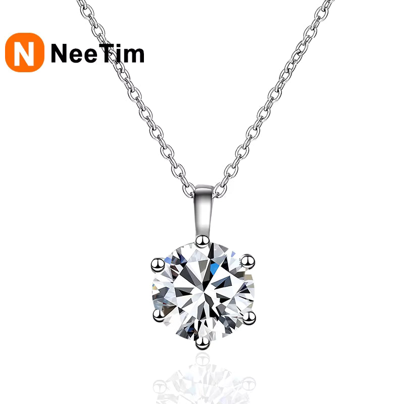 Vixonna Women's Moissanite Pendant Necklace 925 Silver D Color VVS1
