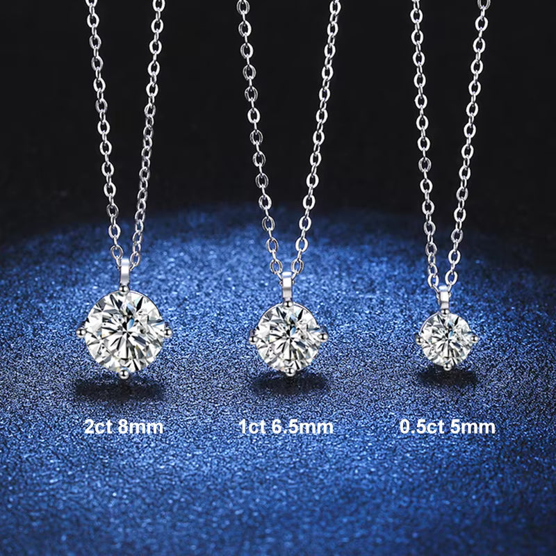 Vixonna Women's Moissanite Pendant Necklace 925 Silver D Color VVS1