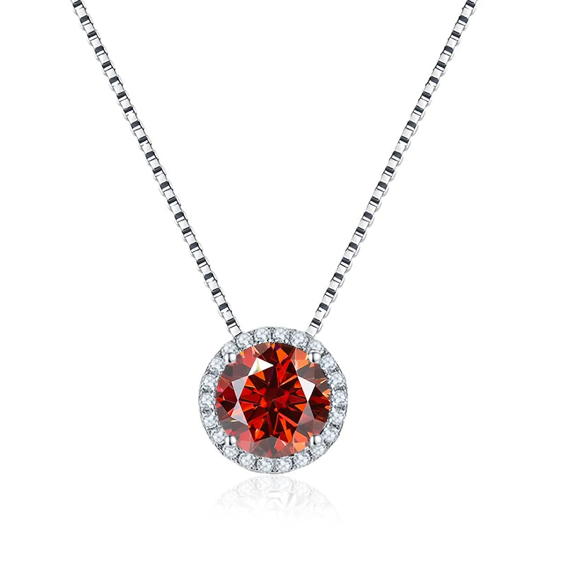Vixonna Women's Moissanite Pendant Necklace 925 Silver D Color VVS1 Round