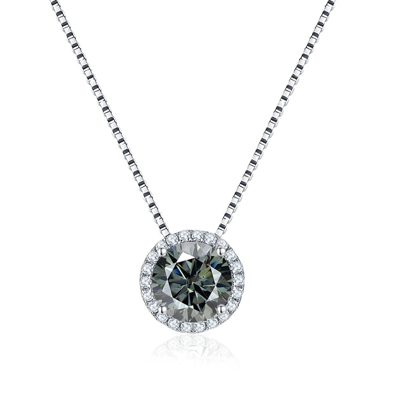 Vixonna Women's Moissanite Pendant Necklace 925 Silver D Color VVS1 Round