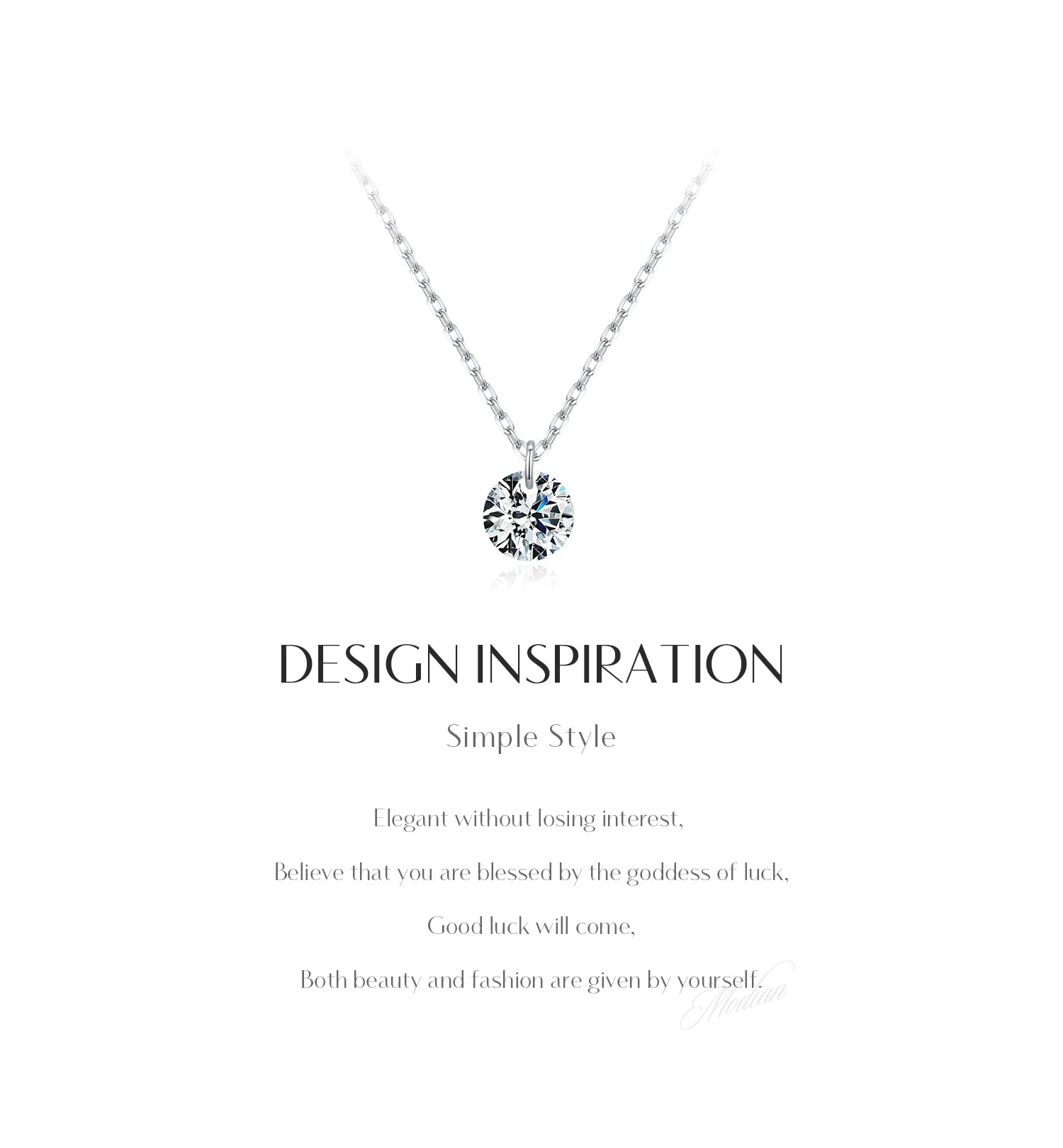 Vixonna Women's Moissanite Pendant Necklace 925 Silver D Color VVS1 Round