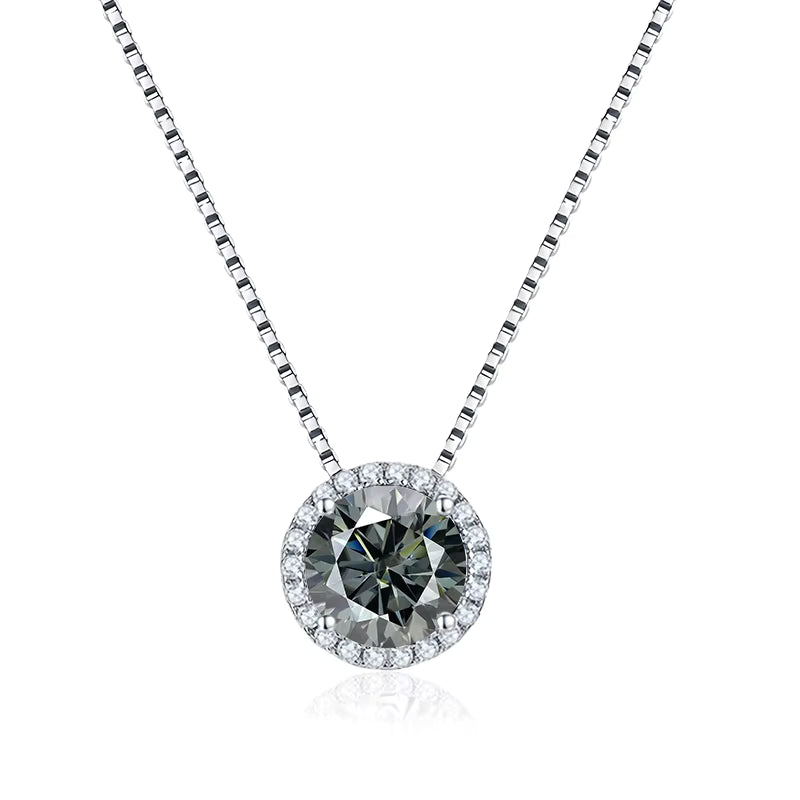 Vixonna Women's Moissanite Pendant Necklace 925 Silver D Color VVS1 Round