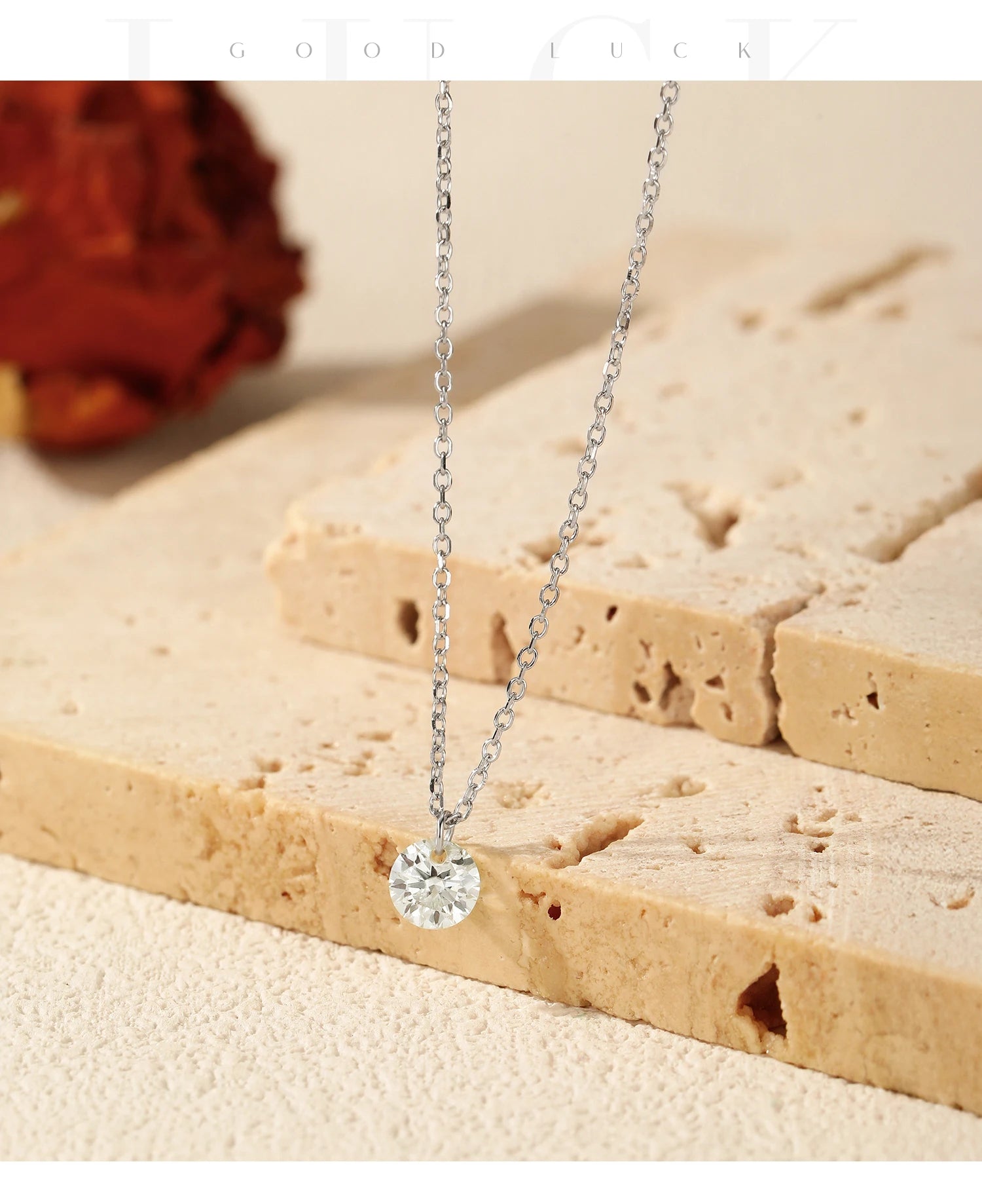 Vixonna Women's Moissanite Pendant Necklace 925 Silver D Color VVS1 Round