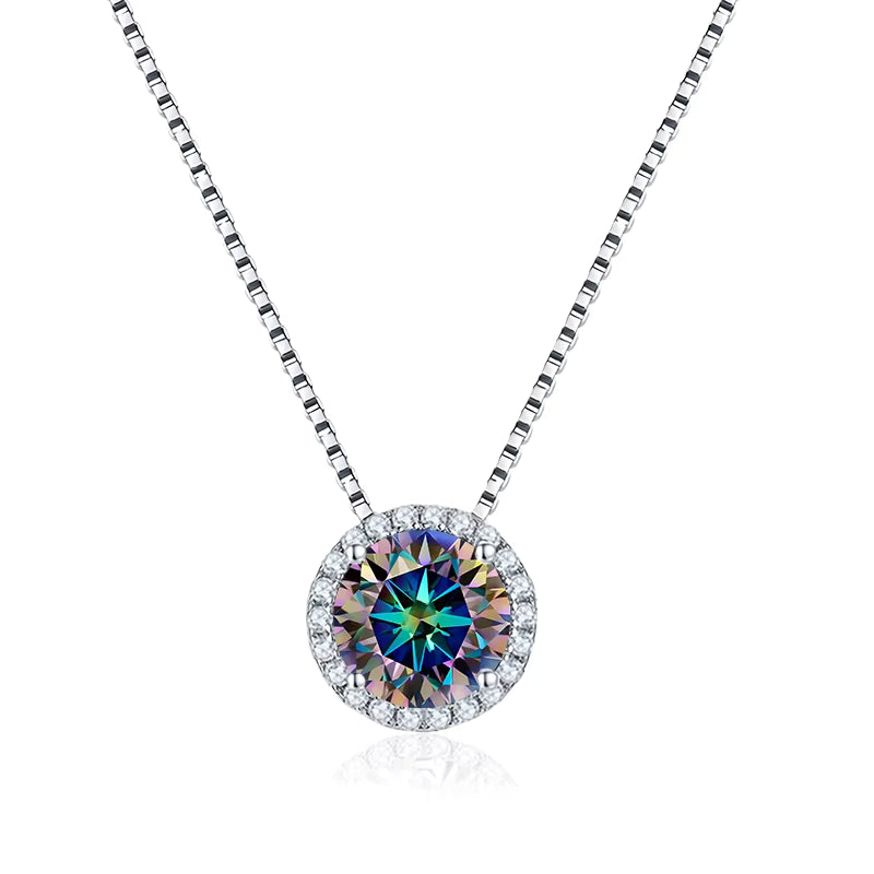 Vixonna Women's Moissanite Pendant Necklace 925 Silver D Color VVS1 Round