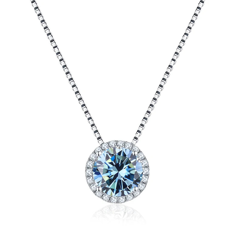 Vixonna Women's Moissanite Pendant Necklace 925 Silver D Color VVS1 Round
