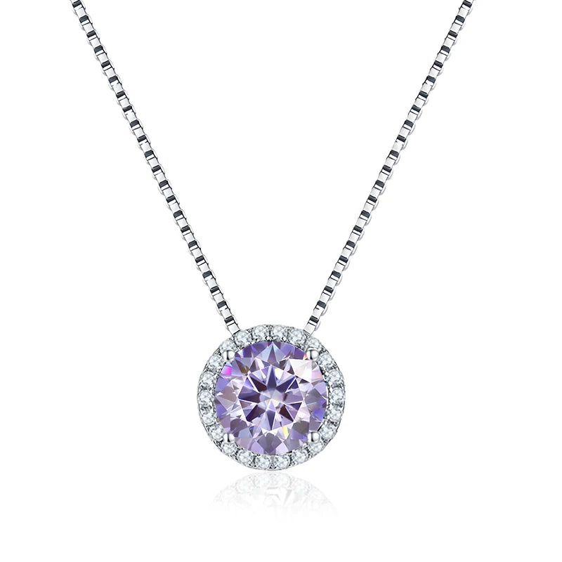 Vixonna Women's Moissanite Pendant Necklace 925 Silver D Color VVS1 Round