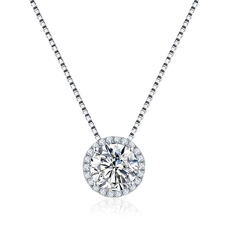 Vixonna Women's Moissanite Pendant Necklace 925 Silver D Color VVS1 Round