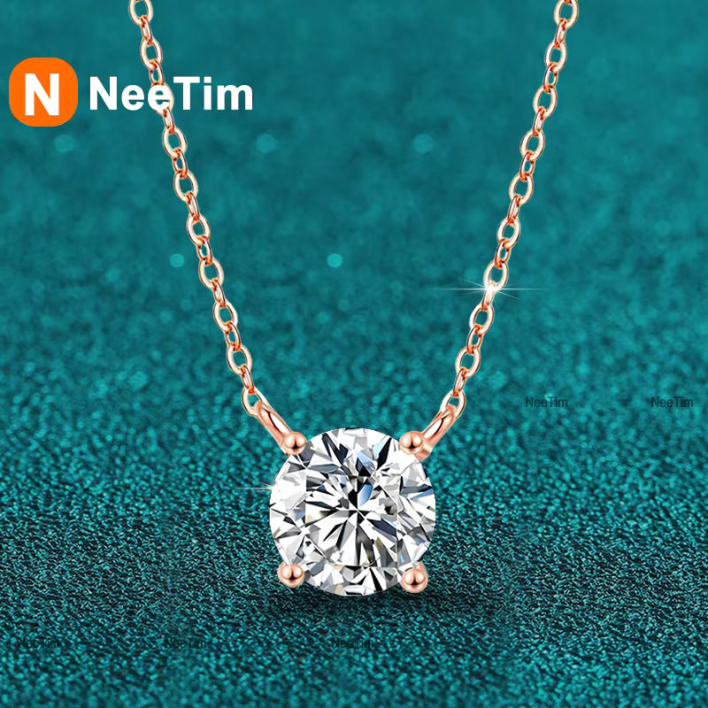 Vixonna Women's Moissanite Solitaire Pendant Necklace 925 Silver D Color VVS1
