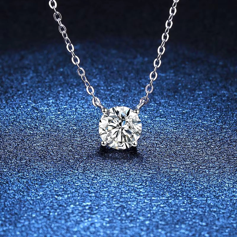 Vixonna Women's Moissanite Solitaire Pendant Necklace 925 Silver D Color VVS1