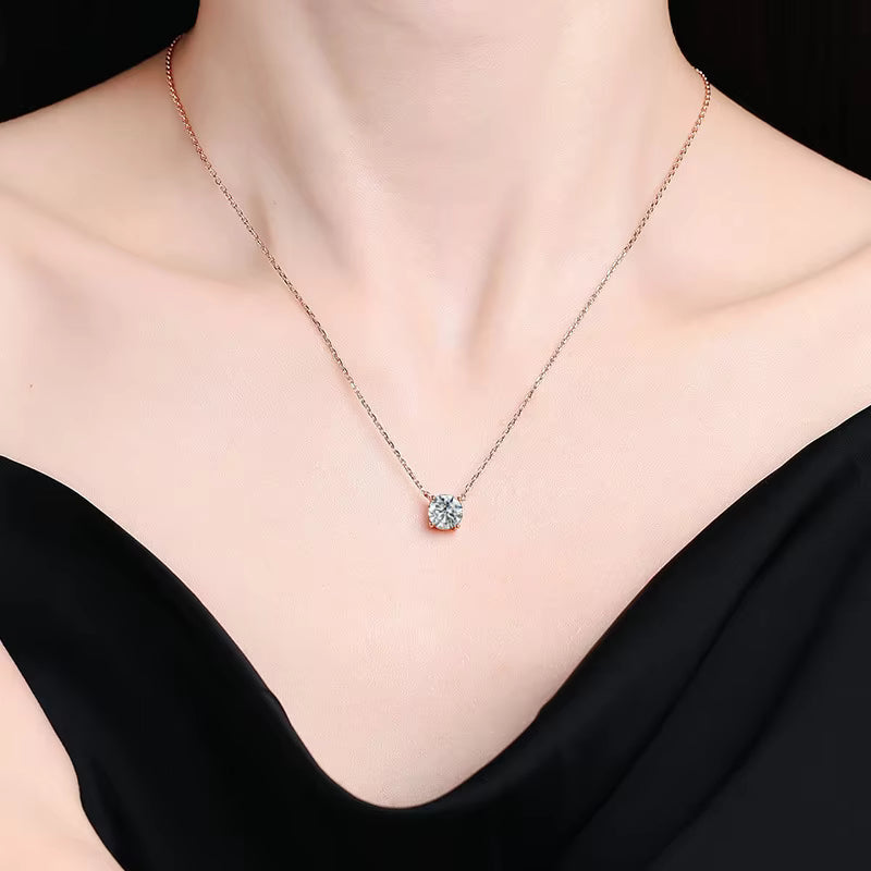Vixonna Women's Moissanite Solitaire Pendant Necklace 925 Silver D Color VVS1