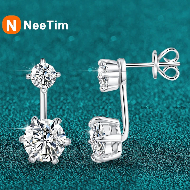 Vixonna Women's Moissanite Stud Earrings 2.6cttw 925 Silver D Color VVS1