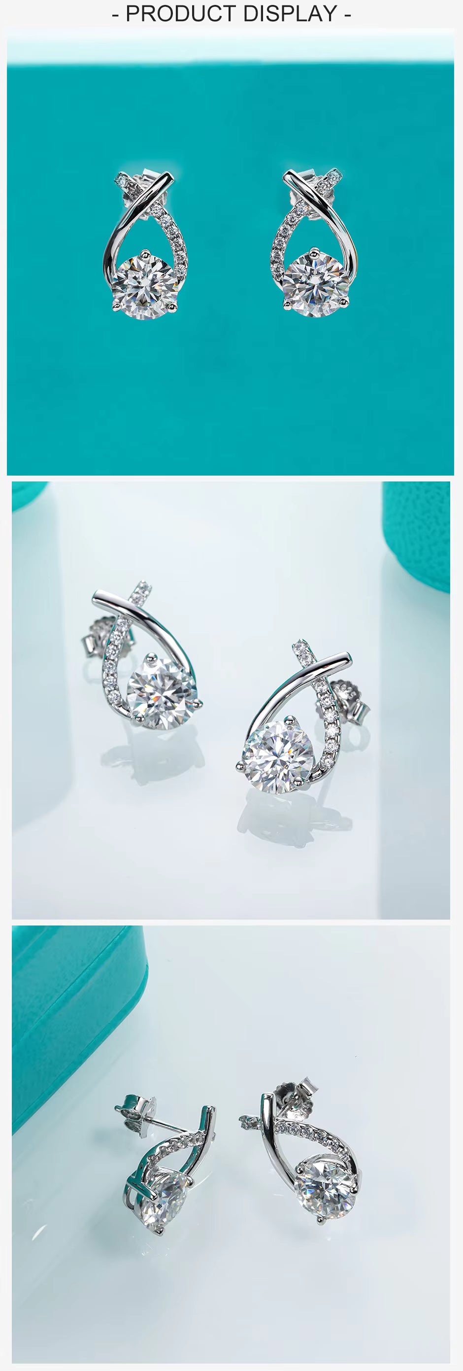 Vixonna Women's Moissanite Stud Earrings 4ct 925 Silver D Color