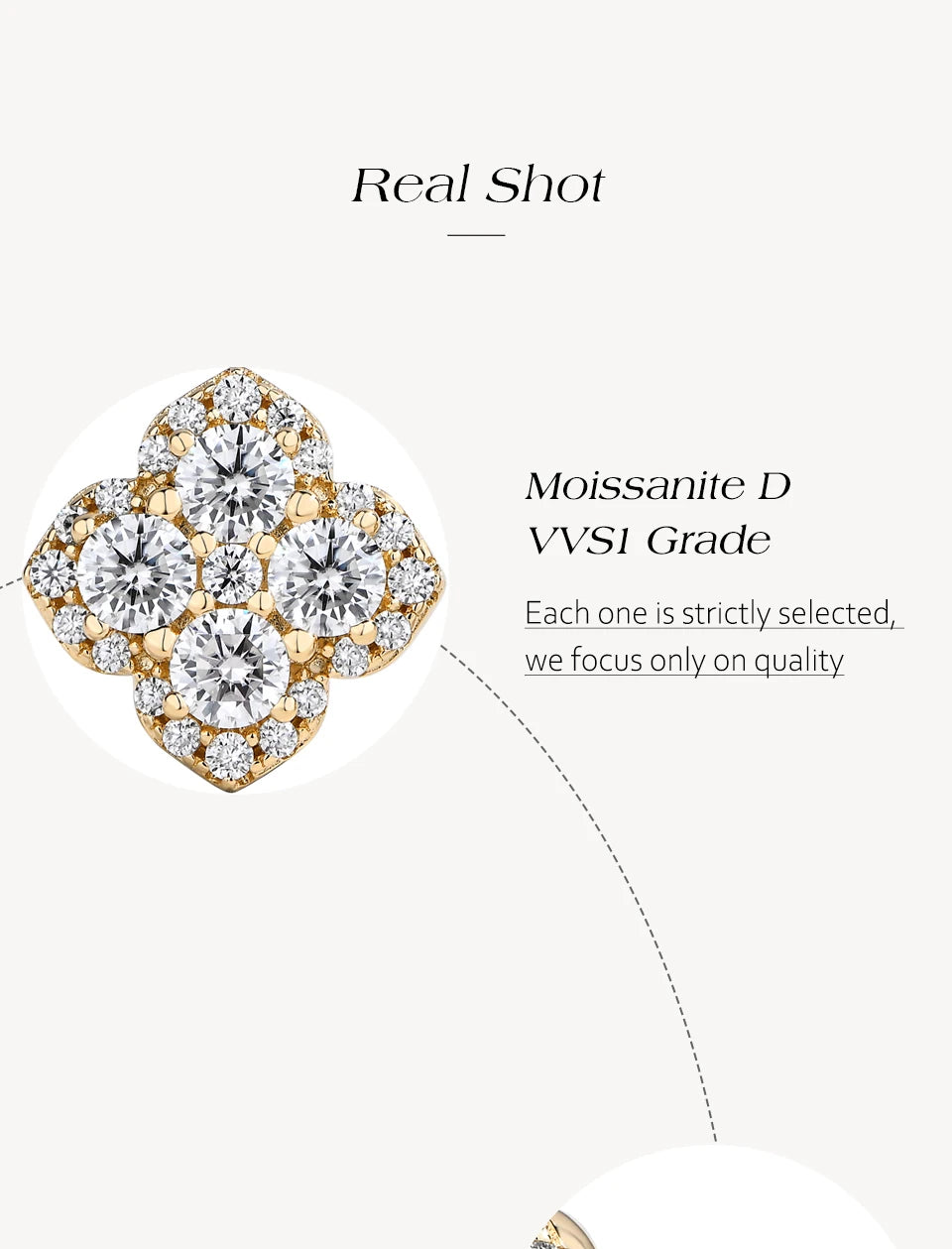 Vixonna Women's Moissanite Stud Earrings 925 Silver D Color VVS1