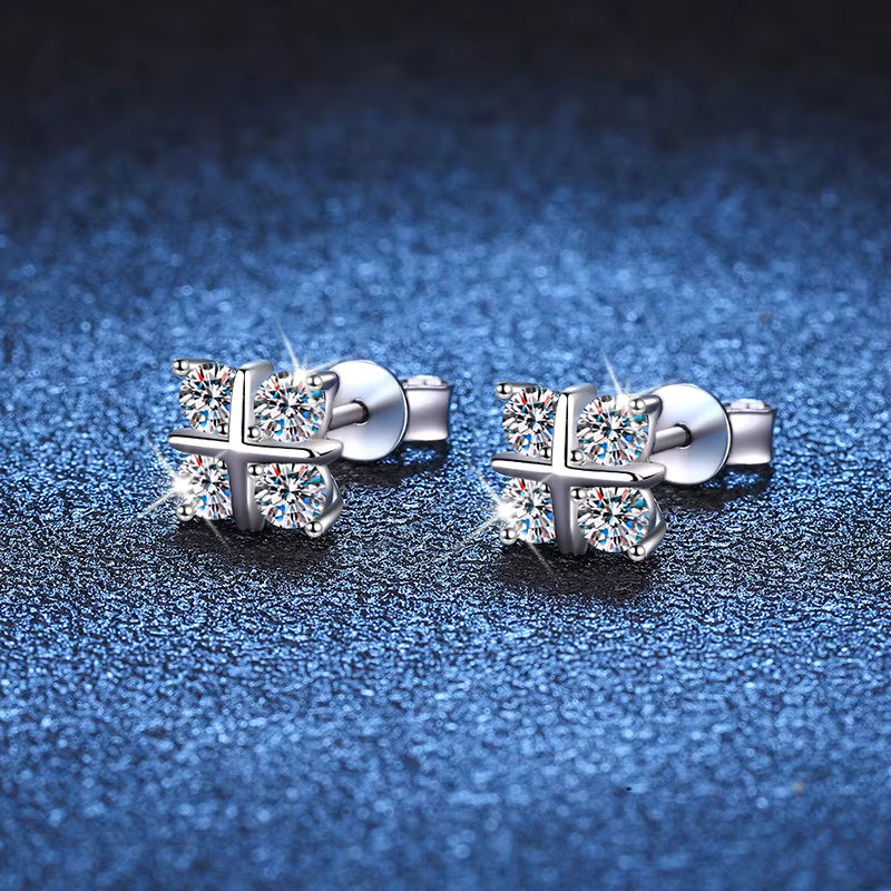 Vixonna Women's Moissanite Stud Earrings 925 Silver D Color VVS1