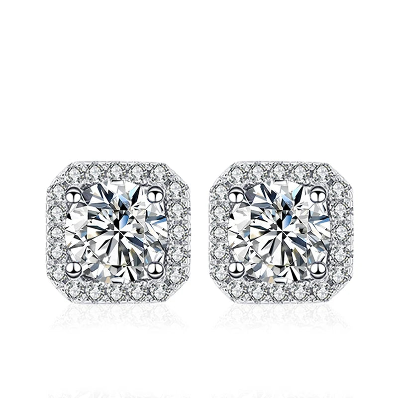Vixonna Women's Moissanite Stud Earrings 925 Silver D Color VVS1