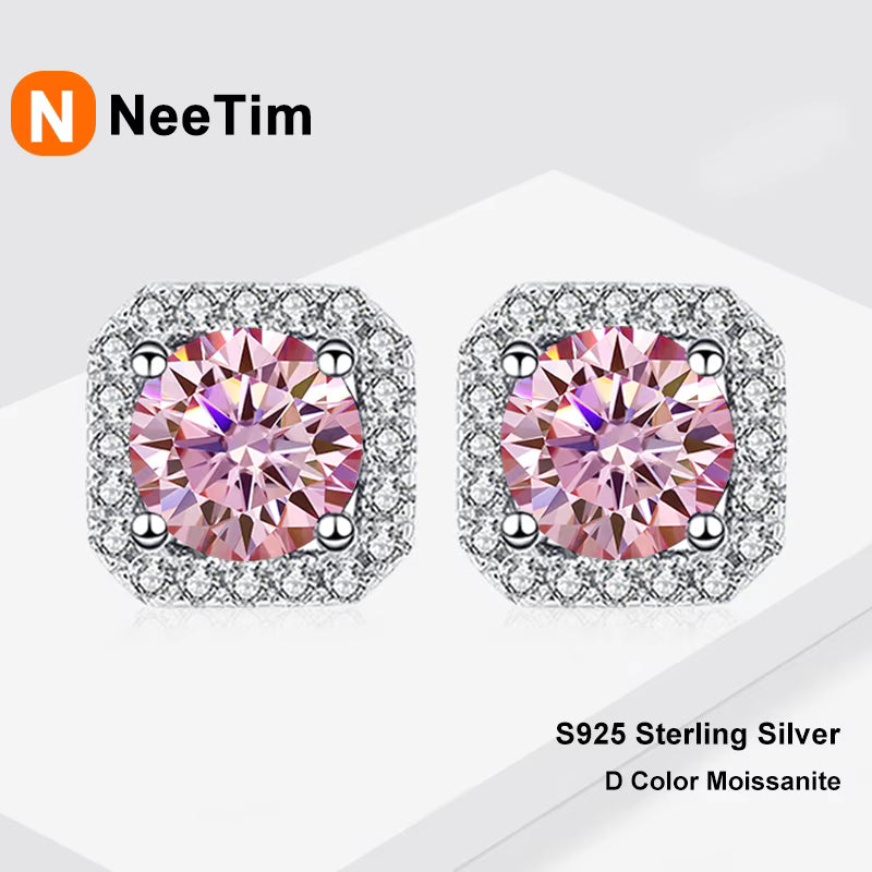 Vixonna Women's Moissanite Stud Earrings 925 Silver D Color VVS1
