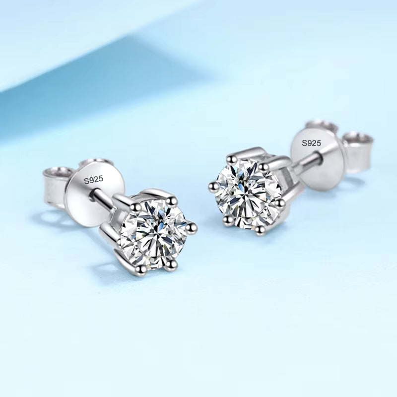 Vixonna Women's Moissanite Stud Earrings 925 Silver D Color VVS1