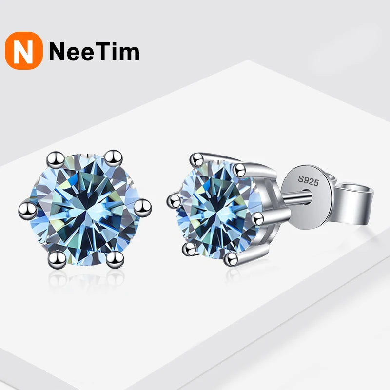 Vixonna Women's Moissanite Stud Earrings 925 Silver D Color VVS1
